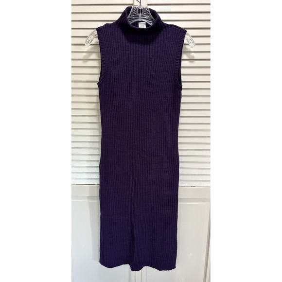 Wet Seal Sweater Dress Sleeveless Bodycon Size M Turtleneck Neck Purple Soft - Picture 1 of 5